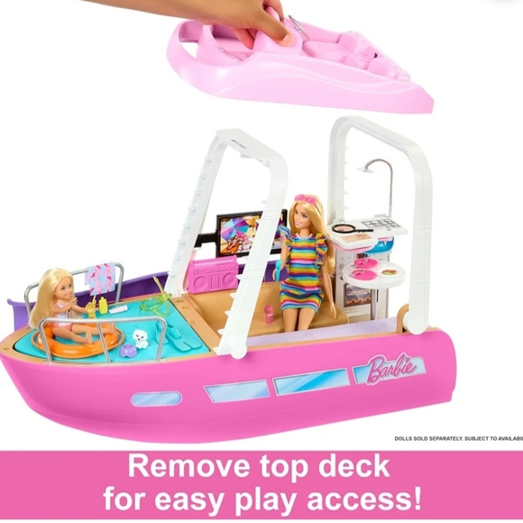 Barbie Toy Boat Playset, Dream Boat with 20+ Ocean-Themed Accessories - Picture 3 of 4
